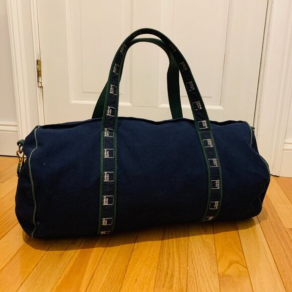 21” Goldman Sachs Canvas Duffel Green & Navy Banker Bag - Picture 14 of 16